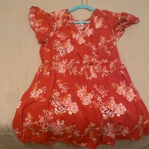 Beautiful, Red, Floral dress. Its a size large and it’s  comfortable to wear!